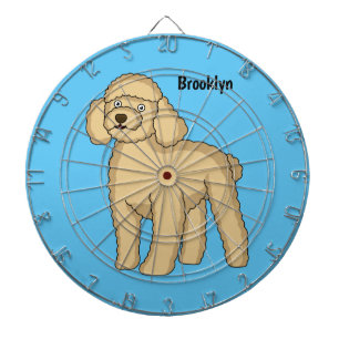 Happy Brown Poodle Cartoon Illustration Dartscheibe