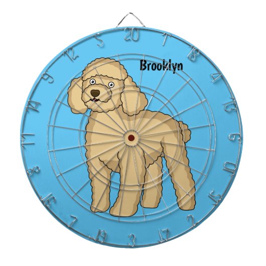Happy Brown Poodle Cartoon Illustration Dartscheibe (vorne)