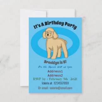 Happy Brown Poodle Cartoon Illustration Einladung