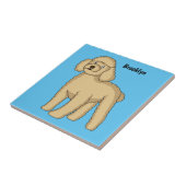 Happy Brown Poodle Cartoon Illustration Fliese (Seite)