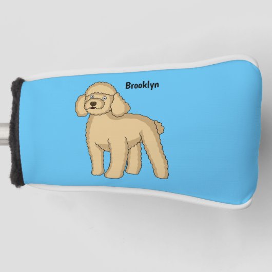 Happy Brown Poodle Cartoon Illustration Golf Headcover (Vorderseite)