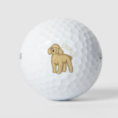Happy Brown Poodle Cartoon Illustration Golfball (Vorderseite)