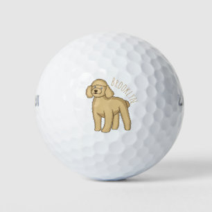 Happy Brown Poodle Cartoon Illustration Golfball