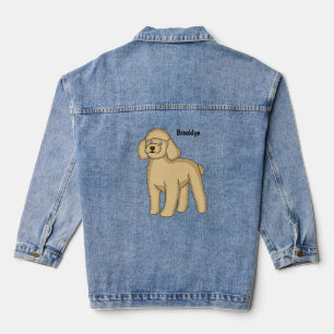 Happy Brown Poodle Cartoon Illustration Jeansjacke