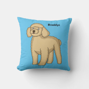 Happy Brown Poodle Cartoon Illustration Kissen