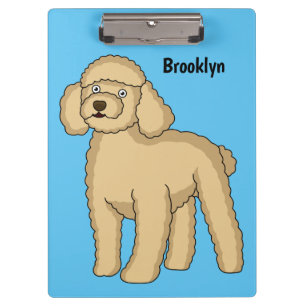 Happy Brown Poodle Cartoon Illustration Klemmbrett
