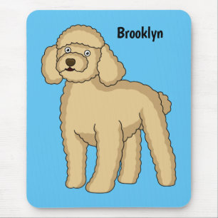 Happy Brown Poodle Cartoon Illustration Mousepad