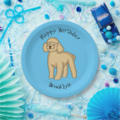 Happy Brown Poodle Cartoon Illustration Pappteller (Party)