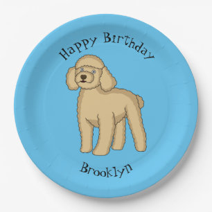 Happy Brown Poodle Cartoon Illustration Pappteller