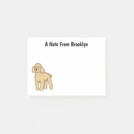 Happy Brown Poodle Cartoon Illustration Post-it Klebezettel (Vorderseite)