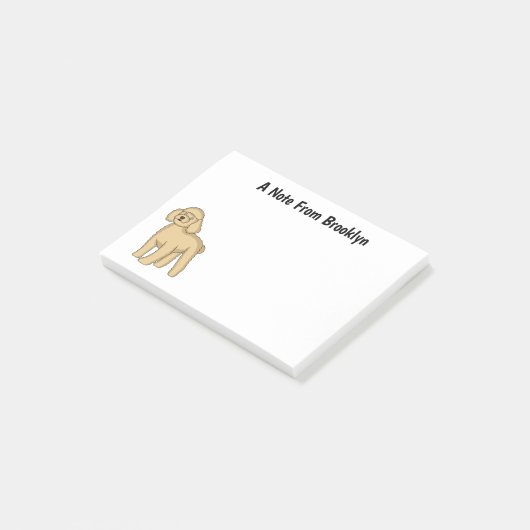 Happy Brown Poodle Cartoon Illustration Post-it Klebezettel (angewinkelt)
