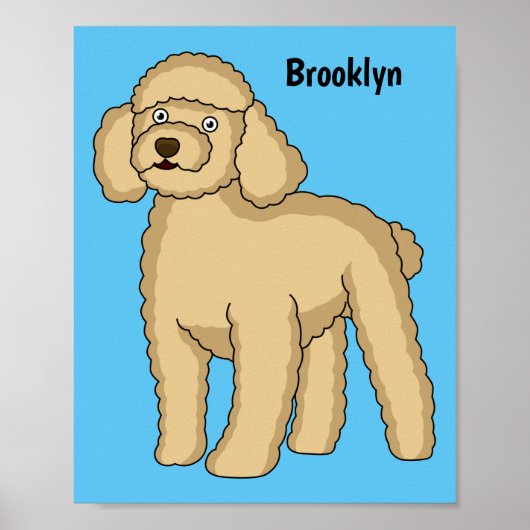 Happy Brown Poodle Cartoon Illustration Poster (Vorne)