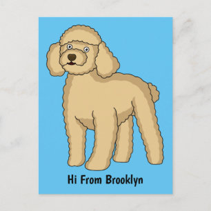 Happy Brown Poodle Cartoon Illustration Postkarte