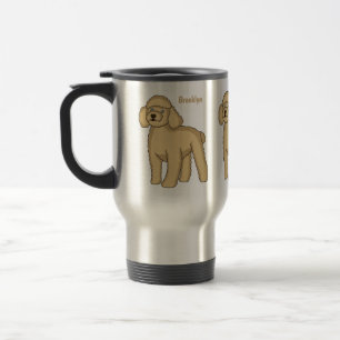 Happy Brown Poodle Cartoon Illustration Reisebecher