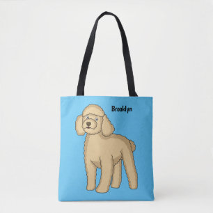 Happy Brown Poodle Cartoon Illustration Tasche