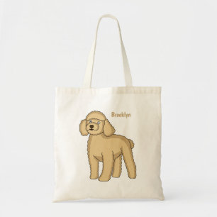 Happy Brown Poodle Cartoon Illustration Tragetasche