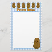 Happy Brown Potato Blue Gingham Briefpapier (Vorderseite)