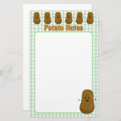 Happy Brown Potato Green Gingham Briefpapier (Vorne/Hinten)