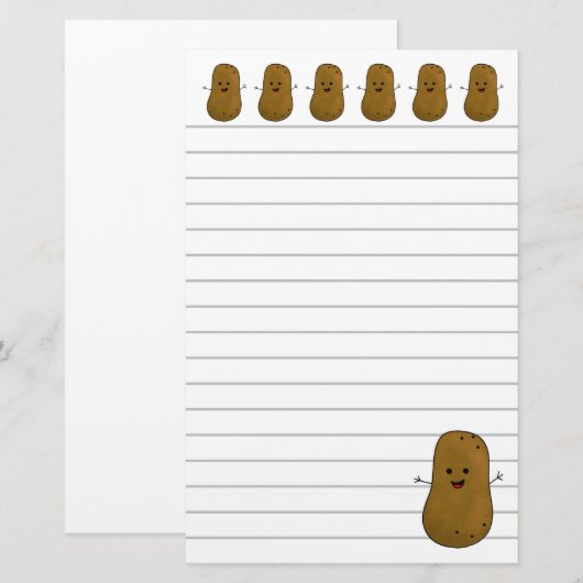 Happy Brown Potato Stationery Briefpapier (Vorne/Hinten)
