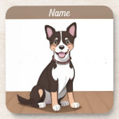 Happy Brown Puppy Dog Getränkeuntersetzer (Vorderseite)