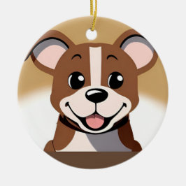 Happy Brown Puppy Dog Lächeln hell Keramik Ornament