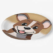 Happy Brown Puppy Dog Lächeln hell Pappteller (Schrägansicht)