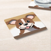 Happy Brown Puppy Dog Lächeln hell Rechteckiger Pappuntersetzer (angewinkelt)
