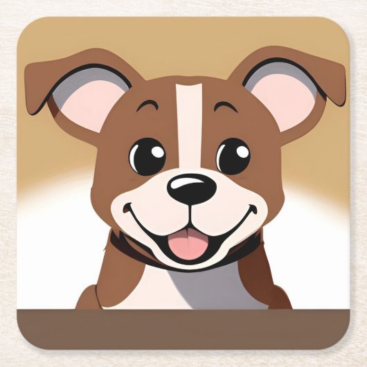 Happy Brown Puppy Dog Lächeln hell Rechteckiger Pappuntersetzer (Vorderseite)