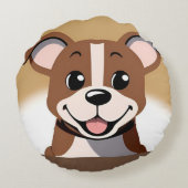 Happy Brown Puppy Dog Lächeln hell Rundes Kissen (Rückseite)