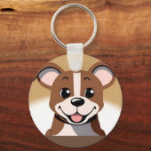 Happy Brown Puppy Dog Lächeln hell Schlüsselanhänger (Rückseite)