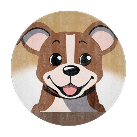 Happy Brown Puppy Dog Lächeln hell Schneidebrett (Vorderseite)