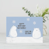 Happy BRRthday Polar Bear Winter Geburtsname Karte (Stehend Vorderseite)