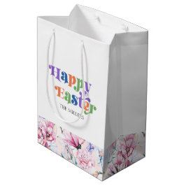 Happy Brunch Typografie Pastel Blume Muster Mittlere Geschenktüte