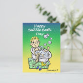 Happy Bubble Bath Day 8. Januar Postkarte (Stehend Vorderseite)