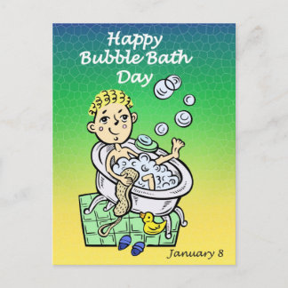 Happy Bubble Bath Day 8. Januar Postkarte