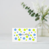 Happy Bubbles Blue Yellow Pattern Business Card Visitenkarte (Stehend Vorderseite)