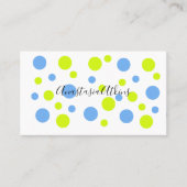 Happy Bubbles Blue Yellow Pattern Business Card Visitenkarte (Vorderseite)