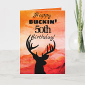 Happy Buckin 50. Geburtstag Jagd Karte (Vorderseite)