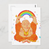 Happy Buddha mit Regenbogen-Postkarte Postkarte (Vorne/Hinten)