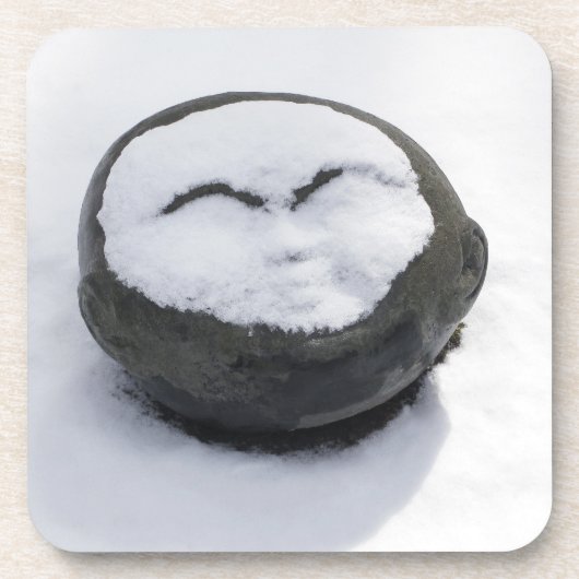 Happy Buddha mit schneegedämpft Getränkeuntersetzer (Vorderseite)