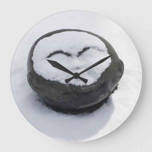 Happy Buddha mit schneegedämpft Große Wanduhr (Vorderseite)