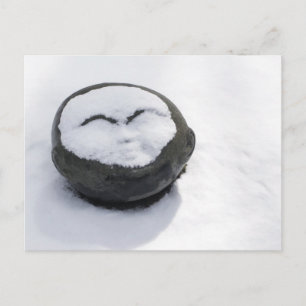 Happy Buddha mit schneegedämpft Postkarte