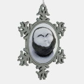 Happy Buddha mit schneegedämpft Schneeflocken Zinn-Ornament (Links)