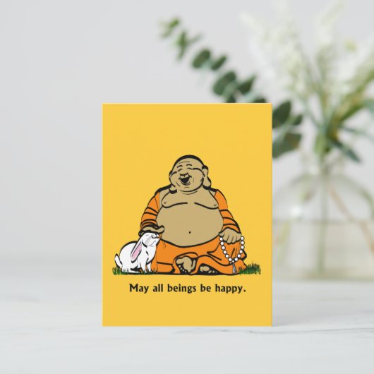 HAPPY BUDDHA POSTKARTE (Stehend Vorderseite)