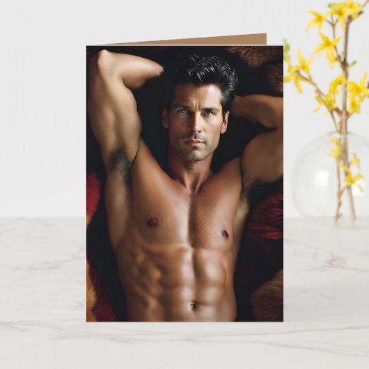 "Happy Buffday" mit sexy Mann Karte (Gelbe Blume)