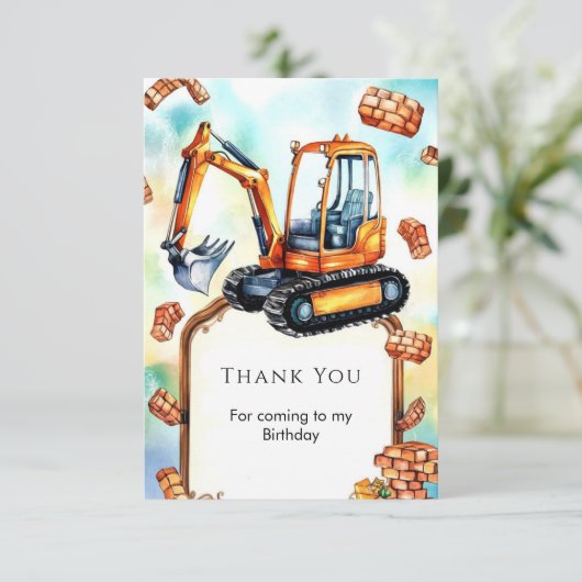 Happy Builder Construction Geburtstag Dankeskarte (Stehend Vorderseite)