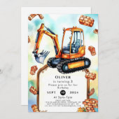 Happy Builder Construction Geburtstag Einladung (Vorne/Hinten)