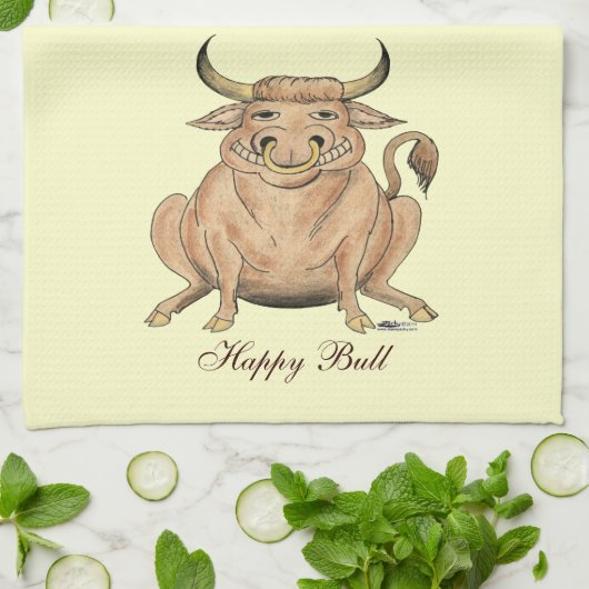 Happy Bull Geschirrtuch (Gefaltet)