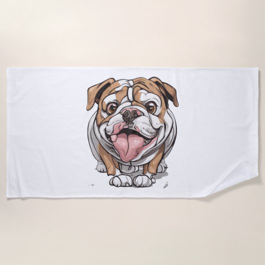 Happy Bulldog Strandtuch (Vorderseite)