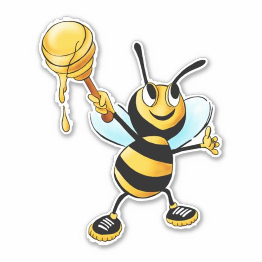 Happy Bumble Bee mit einem Scoop of Honey Aufkleber (Vorderseite)